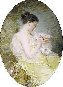 Charles Joshua Chaplin Young Girl with a Dove Germany oil painting artist